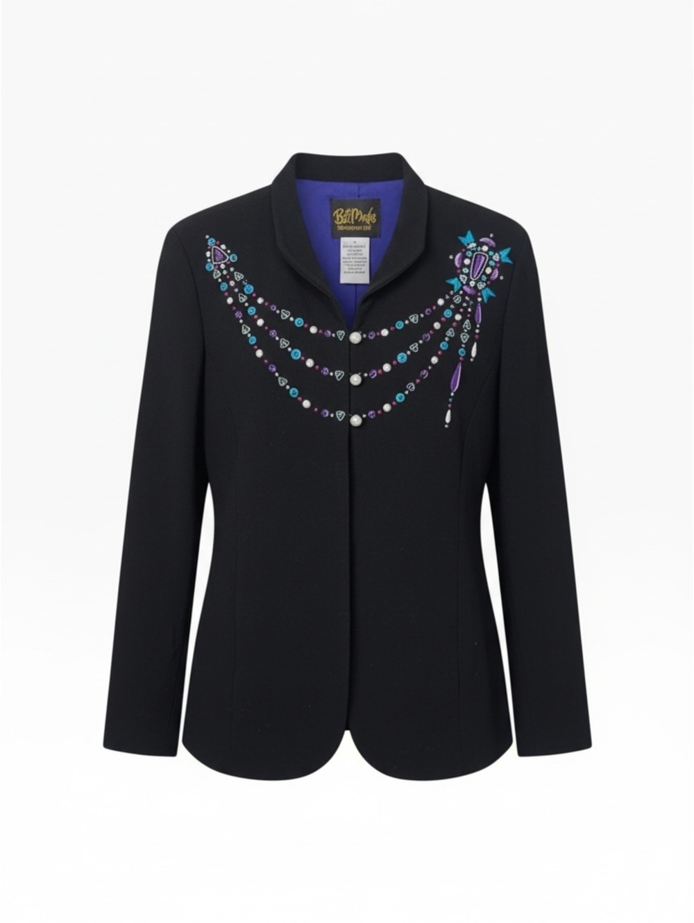 Bob Mackie Black Jewel Embellished Statement Blazer